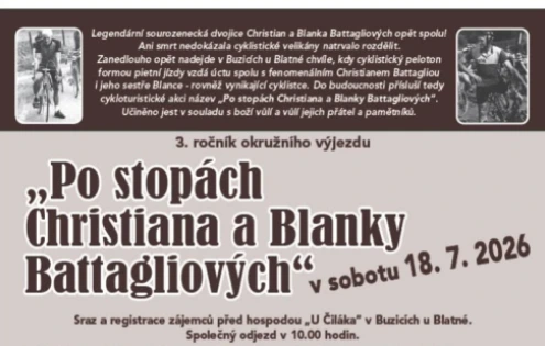 Po stopách Christiana a Blanky Battagliových. Pietní jízda připomene legendy české cyklistiky