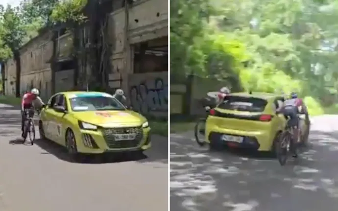 Podvod na karibském etapáku. Dva cyklisté se nechali táhnout týmovým vozem