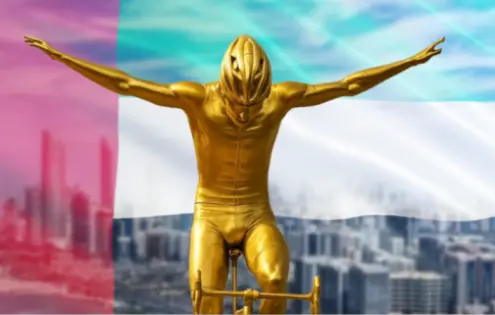 V Abú Zabí odhalili zlatou sochu Tadeje Pogačara